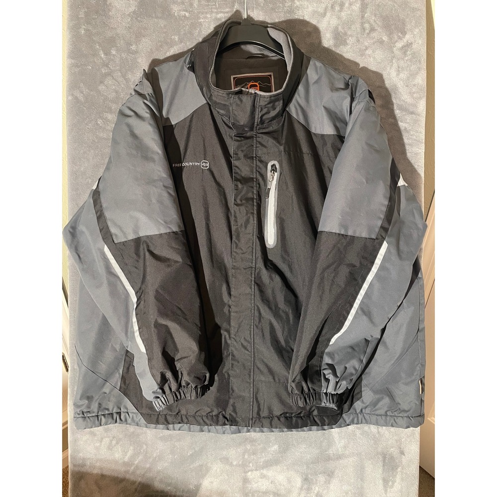 Free Country Men's 4XL Winter Jacket Coat Grey Black Fleece Lined - Missing Hood